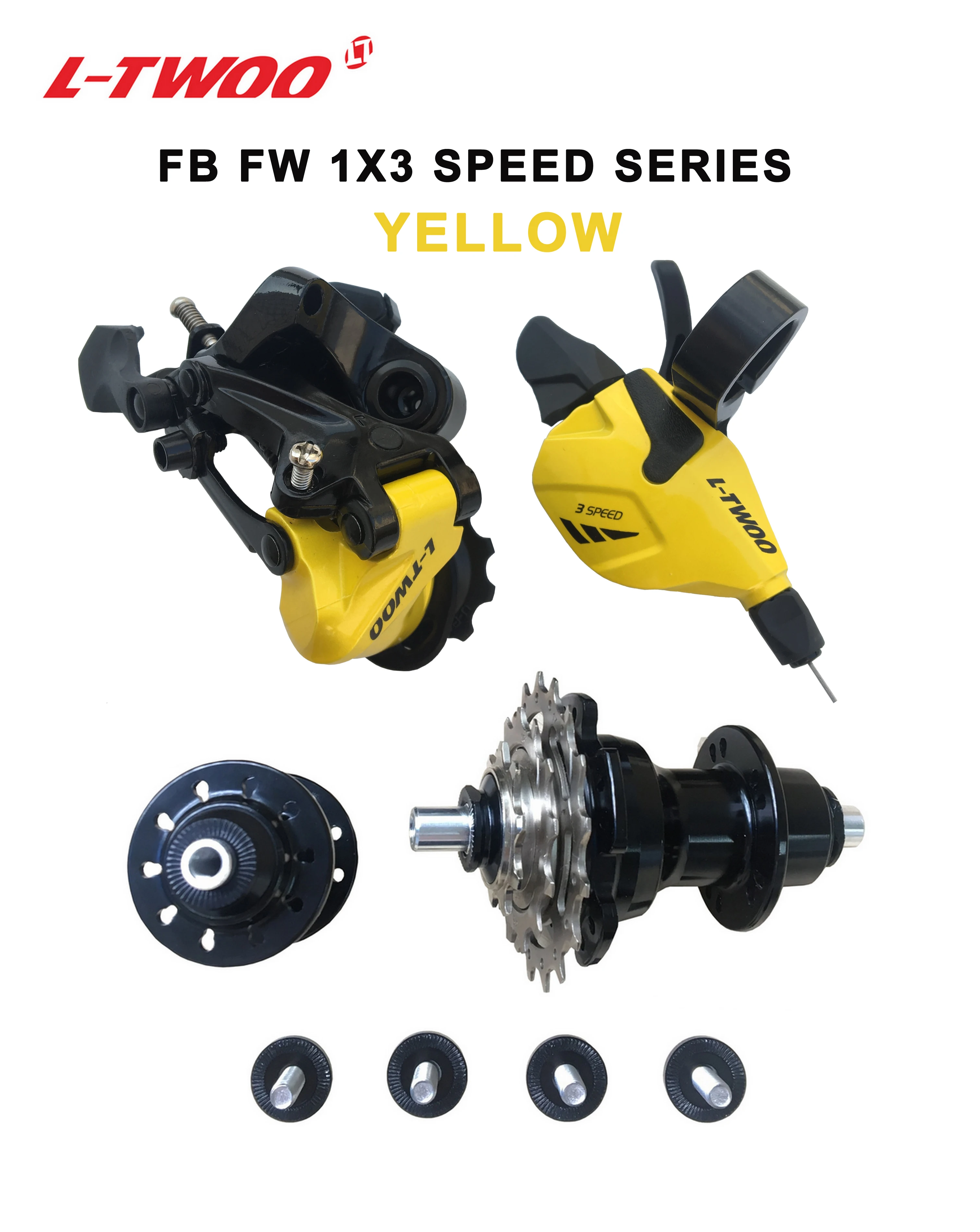 

LTWOO Folding Bicycle Rear Derailleur groupset, shift/RD/F&R Hub/CS 3pcs included, Black and Grey color, light weight, quick