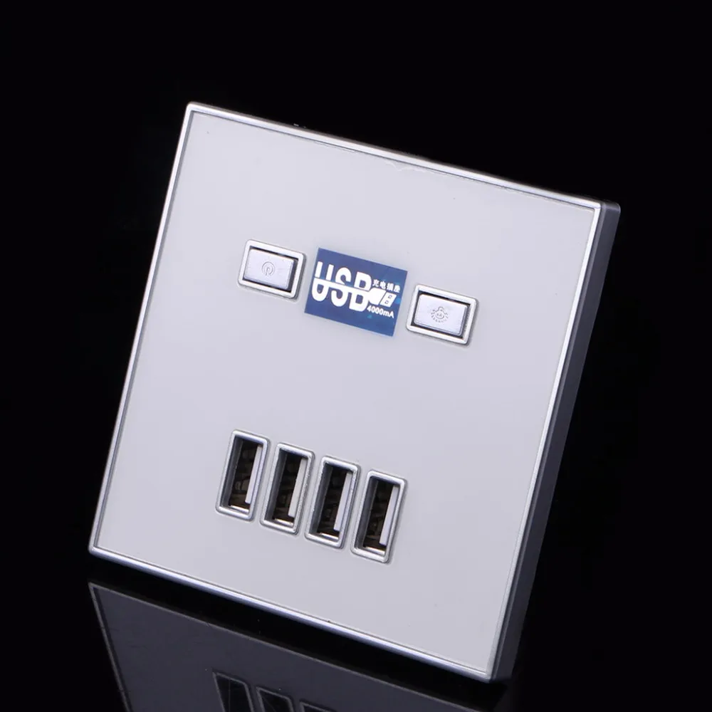 220V 4A 86 Тип 4 Порты usb стены Мощность гнездо адаптера Зарядное устройство Панель Быстрая зарядка розетки 3 цвета