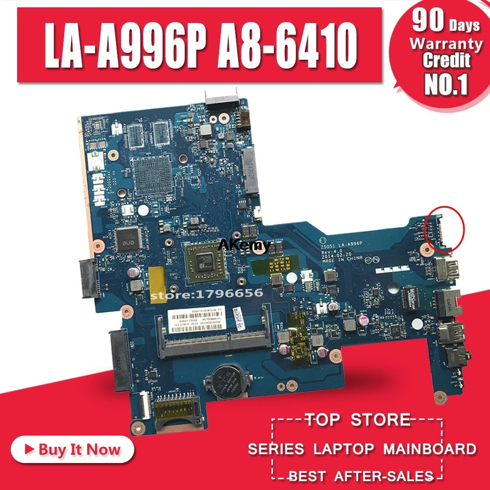 

Free shipping ZS051 LA-A996P for HP 15-G Laptop motherboard 764260-501 764260-001 with A8-6410 CPU DDR3 Notebook PC Motherboard