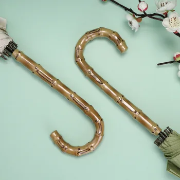 

Japanese-style Small Fresh 16k Straight Pole Bamboo Joint Umbrella Long Handle Rain Umbrella Simple Solid Color Advertisement Ra