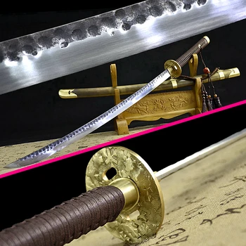 

Hand-Forging High Manganese Steel Sharp Japanese Samurai Sword Katana Copper Saya Home Decoration Collection Battle Knife Saber