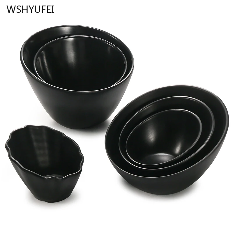 

Direct selling new products oblique bowl plastic buffet hot pot shop lettuce vegetable barrel bowl melamine tableware black