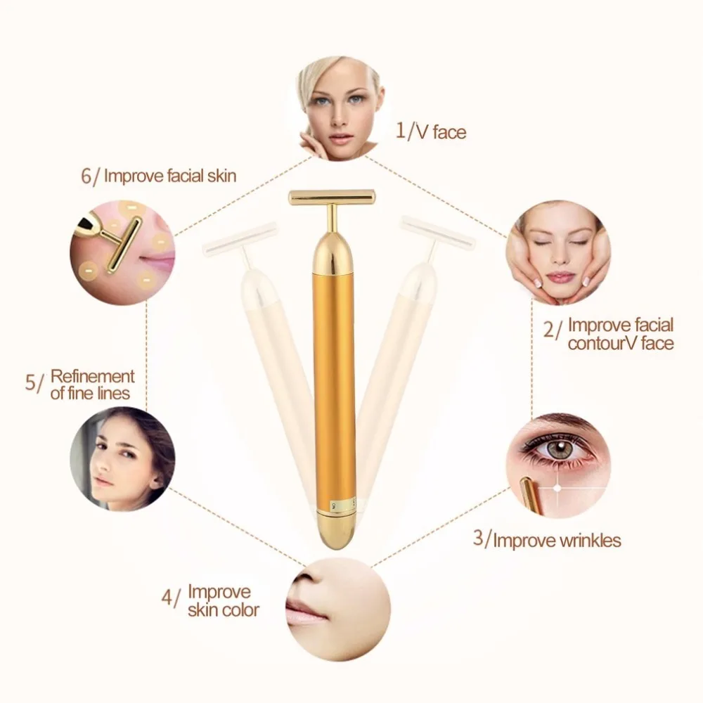 Новое поступление энергетический beauty Bar инструмент для массажа лица Т-образный тонкий роликовый Вибрационный массажер палочка подтяжка кожи морщинка