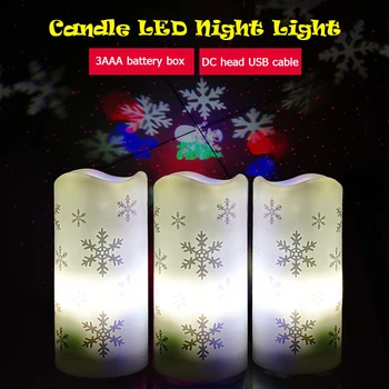 

USB LED Candle Projection Lamp Christmas Snowflakes Decorative Night Light Projector Christmas Ornaments Children Kids Gift