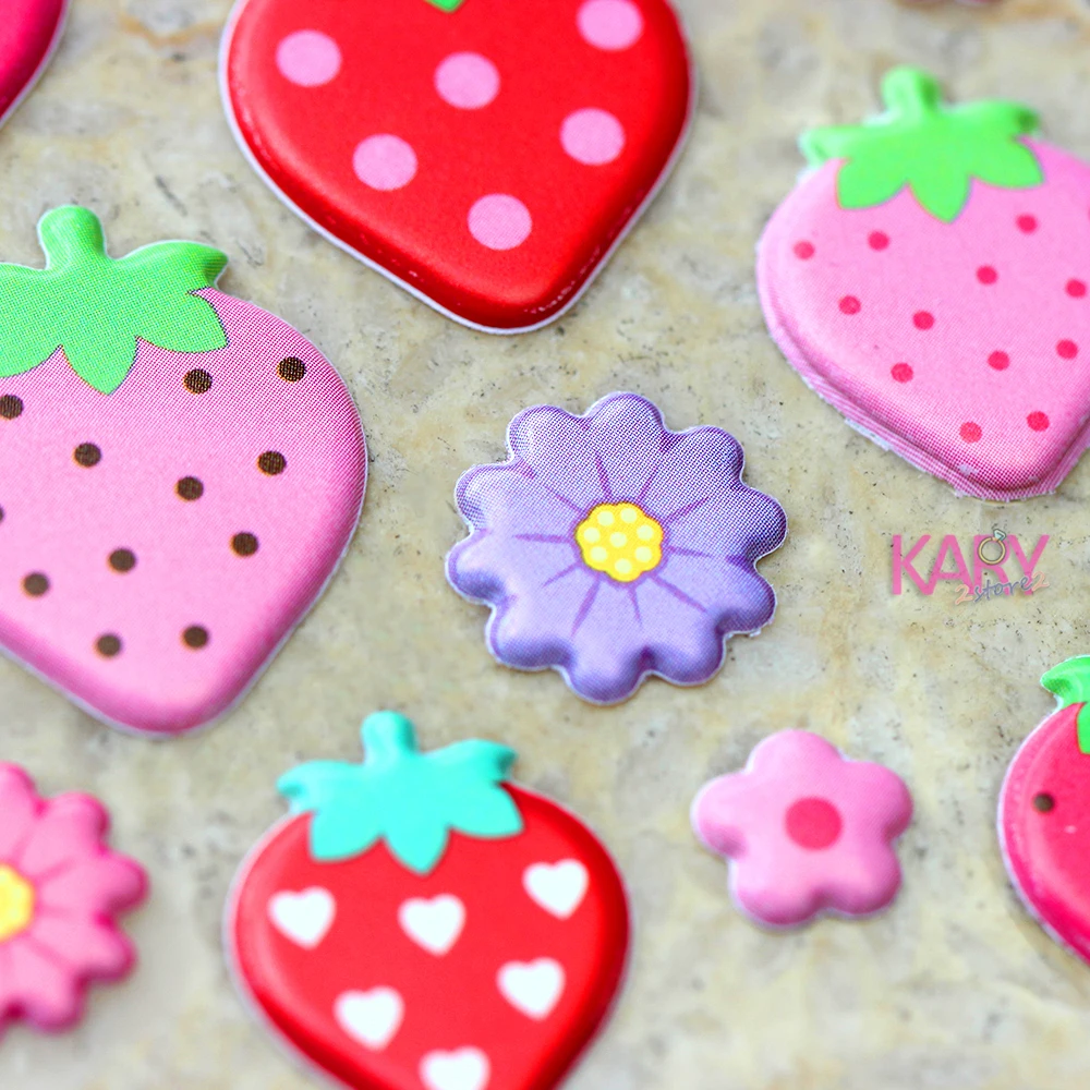 Kawaii милые фрукты клубники Розовые Ягоды Пузырьковые наклейки высокое качество