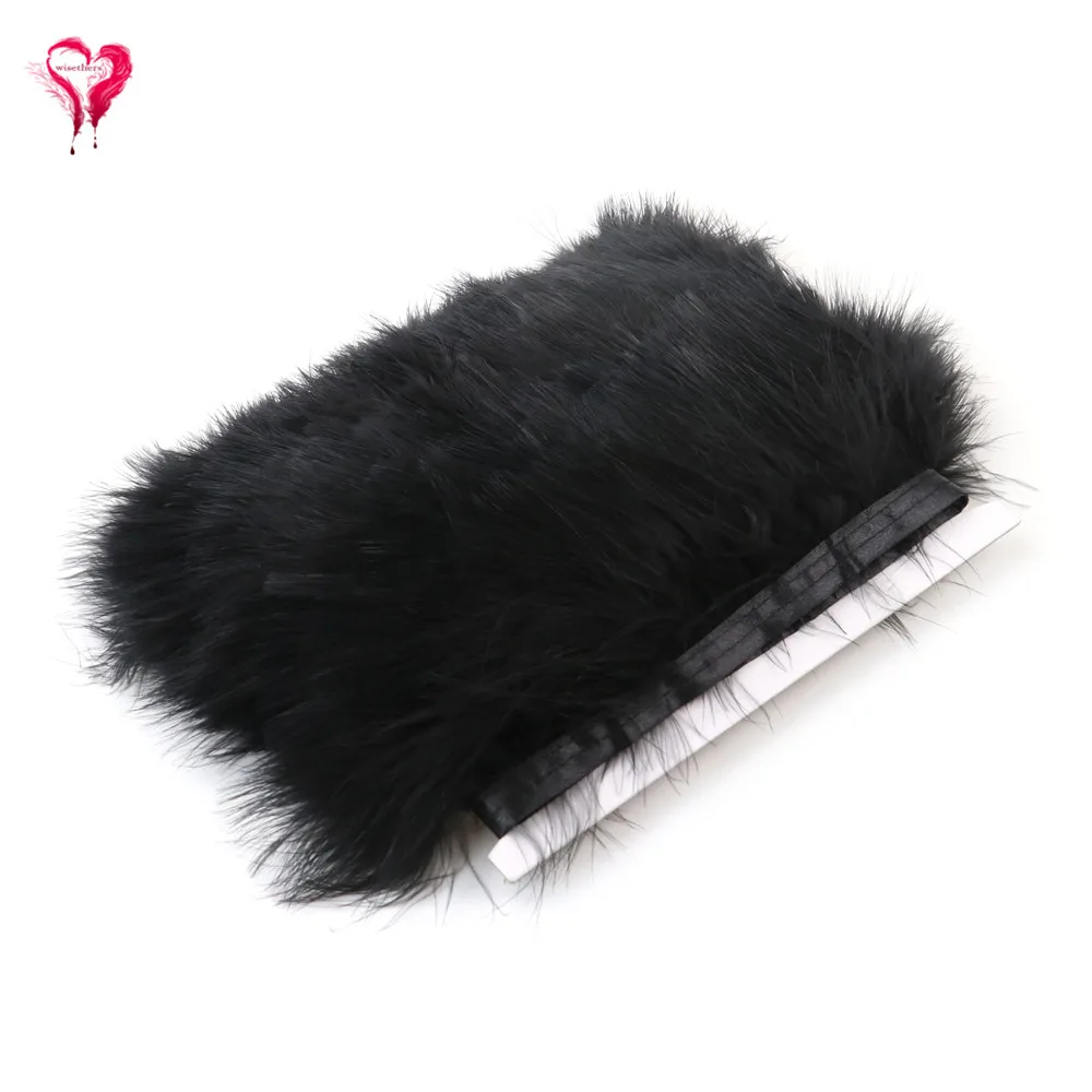 Черный Natural Marabou Feather Ribbon Wedding Clothing Decoration Length 6-8CM Fancy Turkey Feather Carnival Party Sewing Accessories - Цвет: Черный