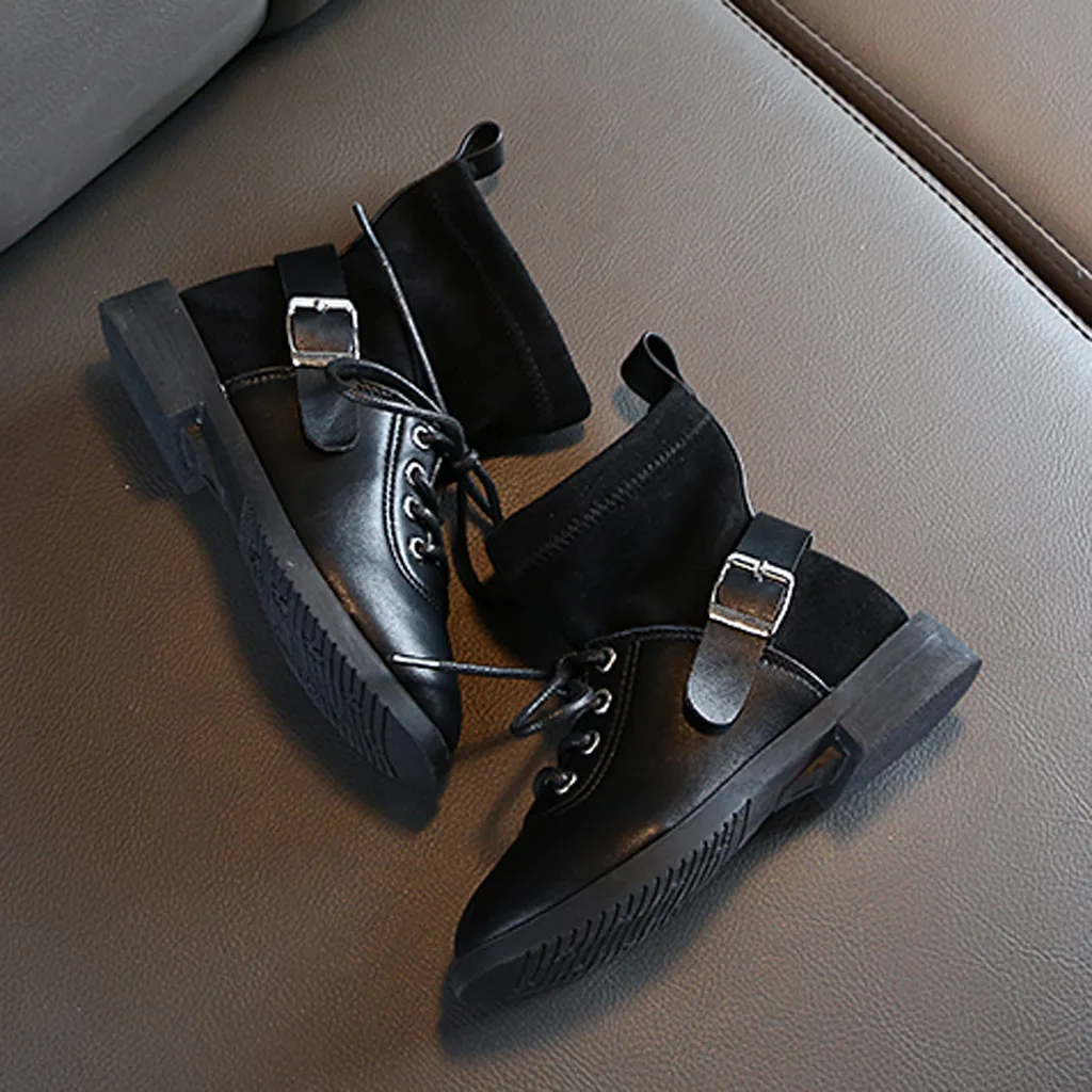 Модная детская обувь для маленьких девочек; сезон осень-зима; обувь принцессы; повседневные кожаные ботинки для девочек; Уличная обувь