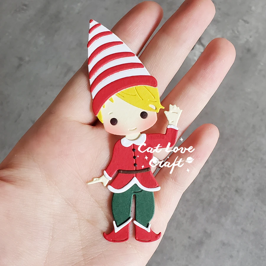 Catlove 크리스마스 엘프 금속 절단 다이 스크랩북 금형 스텐실 다이 컷 카드 만들기 DIY 공예 엠보싱 2020 년 새로운 다이