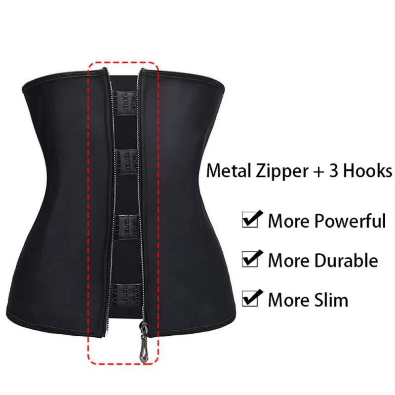 Womens Latex Waist Trainer Zipper Underbust Slim Tummy Waist Cinchers Female Firm Corset Body Shapers Slim Shaper Belts