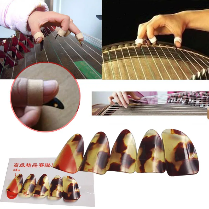 

5PCS/Set Guzheng Finger Picks Tortoiseshell Color Gu Zheng Nail Withe Musical