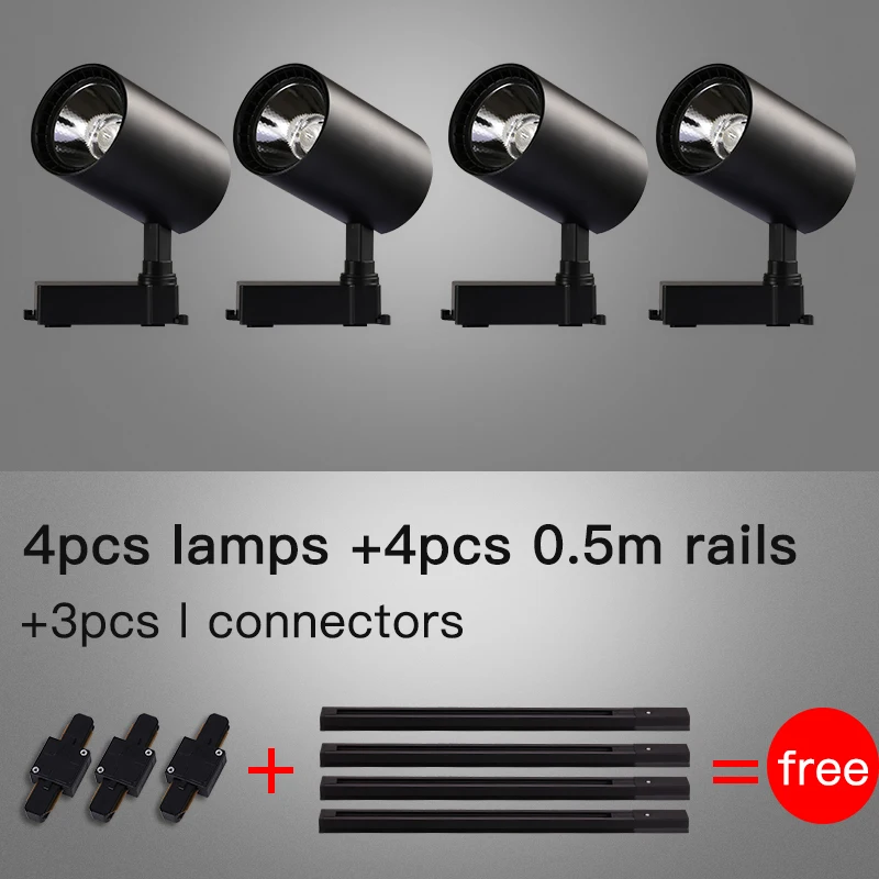 Whole Set Led Track Lights 12/20/30/40W COB Track Lamps for Clothing Store Rail Aluminum Track Lighting Fixture for Shop Home afbeelding