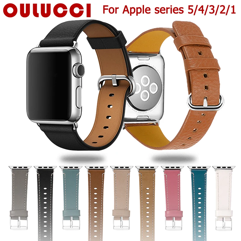 Fghgf классический кожаный ремешок для Apple Watch series 5/4/3/2/1 черного и коричневого цвета