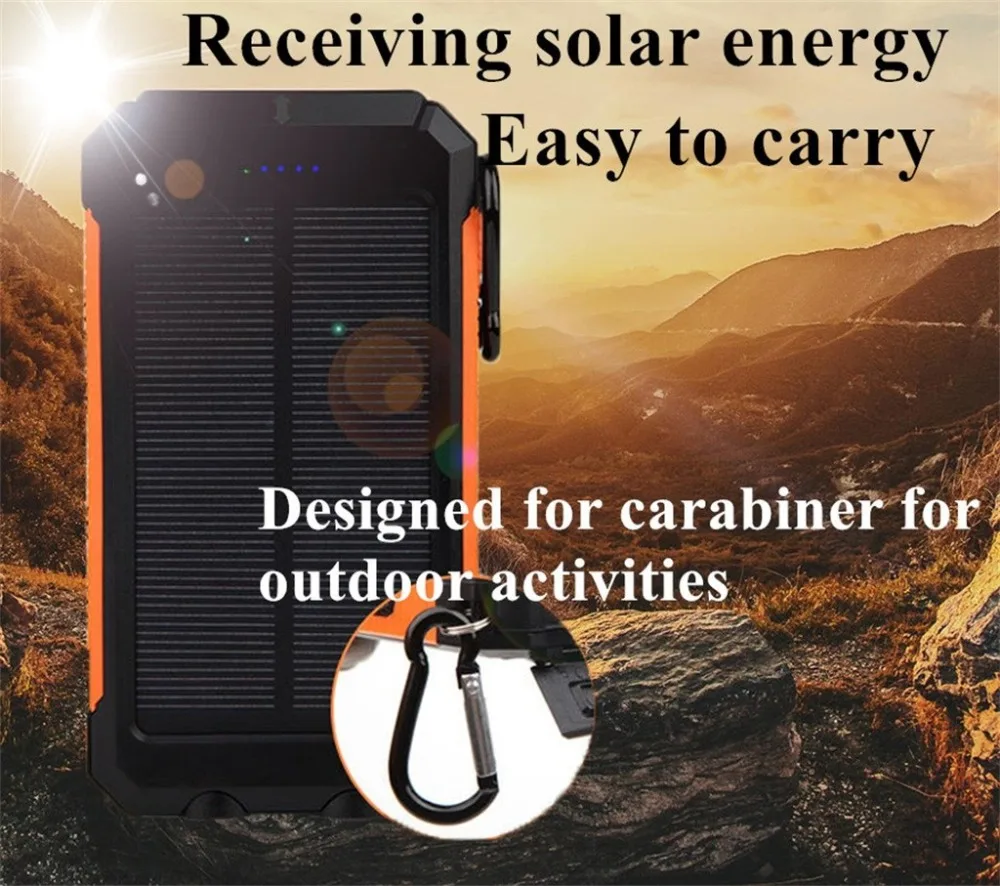 Солнечный Мощность банк Водонепроницаемый 30000mAh солнечное Зарядное устройство 2 Порты usb внешний Зарядное устройство Мощность банка для Xiaomi смартфон с светодиодный свет