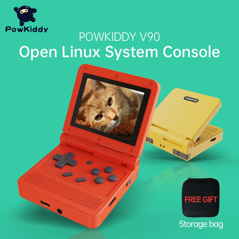 US $36.79 POWKIDDY V90 3Inch IPS Screen Flip Handheld Console Dual Open System Game Console 16 Simulators Retro PS1 Kids Gift 3D New Game