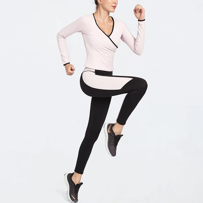 2 Pieces Gym Set Women Seamless Yoga Sets Long Sleeve Fitness Shirts High Waist Running Leggings Workout Clothes Sport Suit