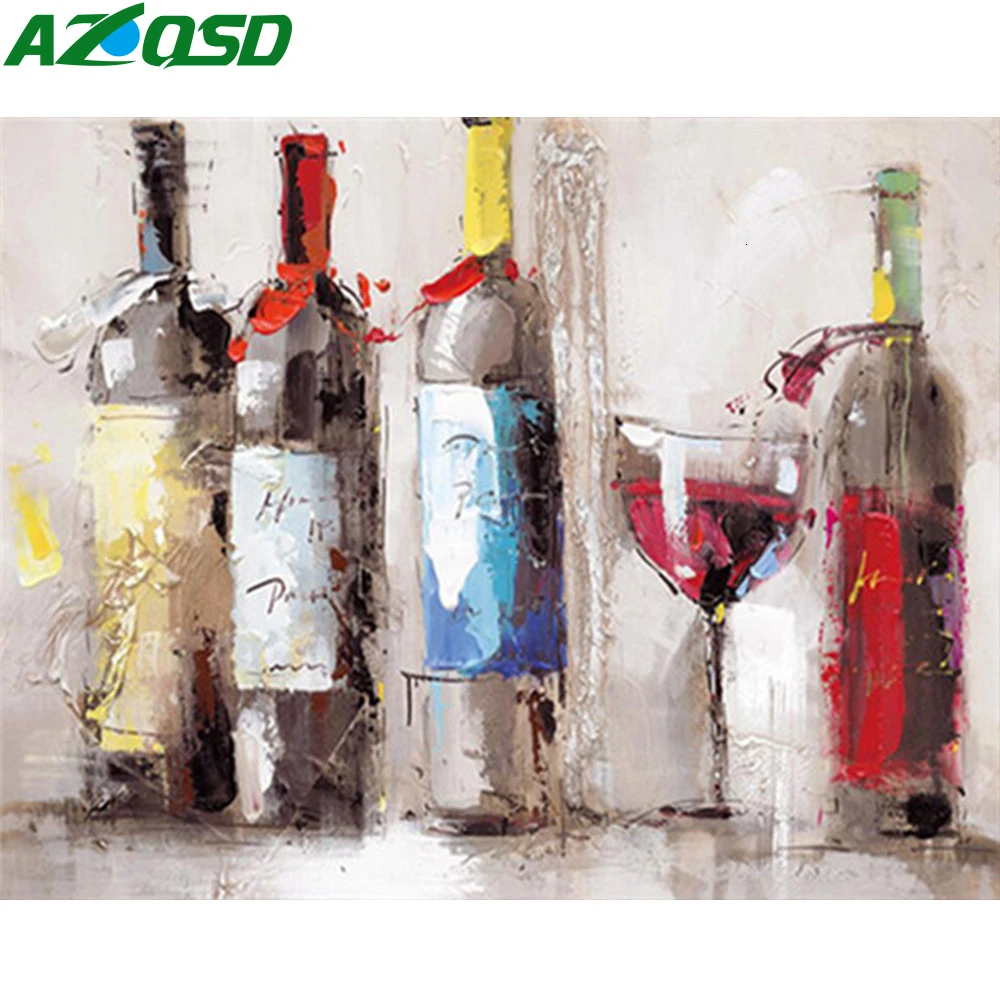AZQSD DIY Краски по номерам на холсте чашки акриловые украшения дома Раскраска