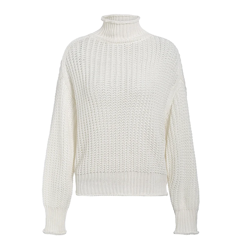 NLW хаки водолазка женский свитер осень зима длинный рукав джемпер вязаный СВОБОДНЫЙ Модный пуловер Femme - Цвет: Белый