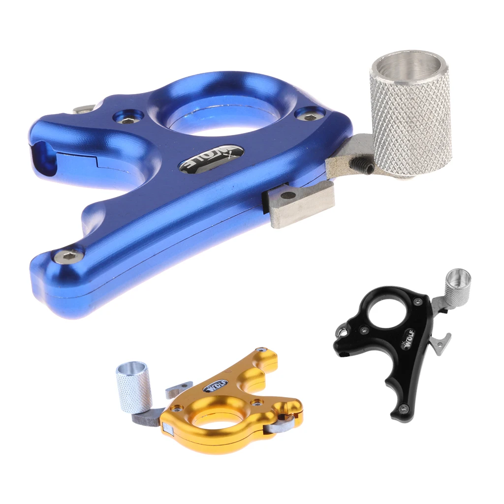 

3 Finger Ambidextrous Archery Release Aid Thumb Grip for Compound Bow Black Yellow Blue