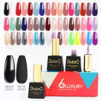 

6color/Lot Gel Nail Polish Glitter Manicure Set Nail Art Semi Platium Uv Led Lamp Nail Varnishes Base Top Coat Lacquer Gel