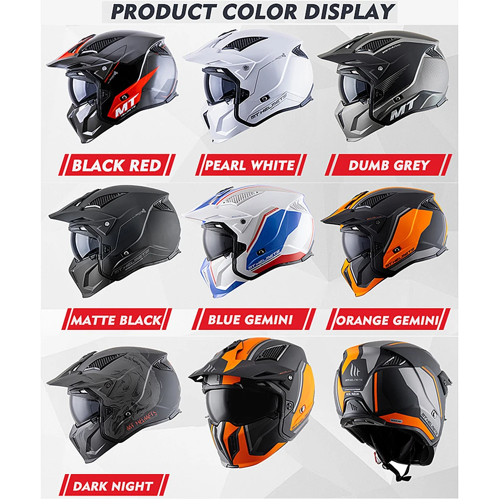 New Full Face Helmet Motorcycle Helmets Modular High Quality DOT ECE Approved MT Personality Off Road Changeable Moto Helmets