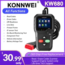 Konnwei kw680 scanner leitor de código ferramentas vin tpms abs srs função obd2 completa kw 680 russo carro ferramenta de diagnóstico pk ad310 om123