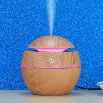 

Ultrasonic Air Humidifier LED Wood Grain Aroma Essential Oil Diffuser Help Good Sleeping Humidifier Decoration for Home Car