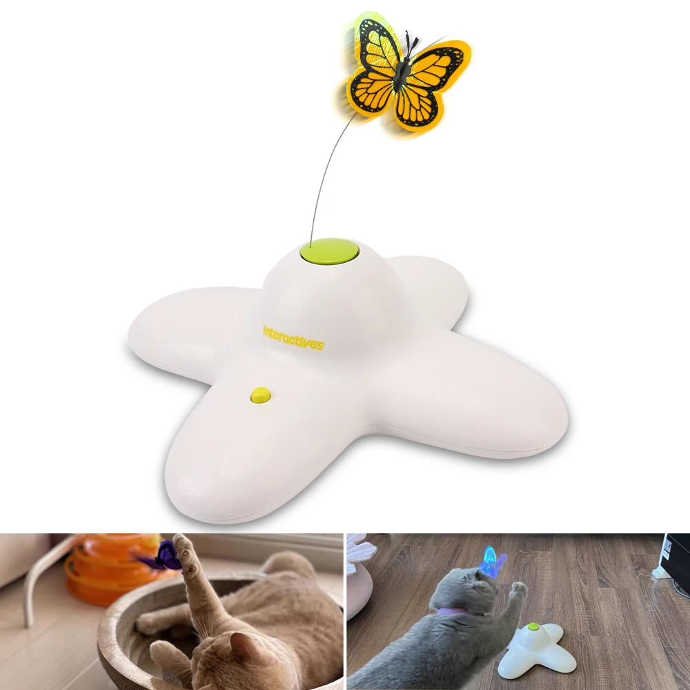 

Interactive Flutter Bug Smart Activated Butterfly Funny Toys Automatic Cat Toy 360 Degree Rotating Motion Flashing Puzzle Toy