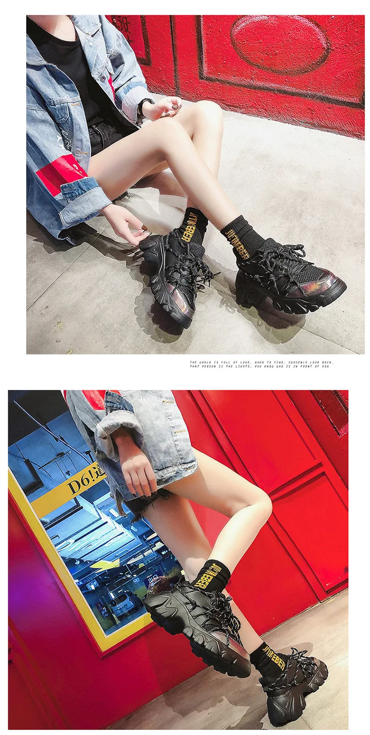 Женская обувь на плоской платформе; Zapatos de mujer; модные разноцветные сетчатые черные кроссовки; женская повседневная обувь для папы