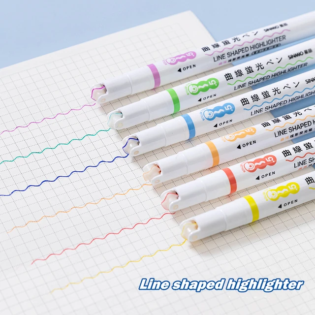 Quick drying Colorful Curve Highlighters Cute Pattern - Temu