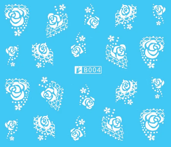 B004white Белая роза, лак для ногтей, переводные наклейки для ногтей - Цвет: B004white