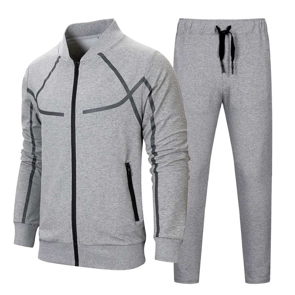 Cheap Men Set Casual Autumn Fashion Jacket+Pant 2 Piece Suit Male Clothing Tracksuit Outwear Hoodies Zipper Men's Sportswear Sets 2019