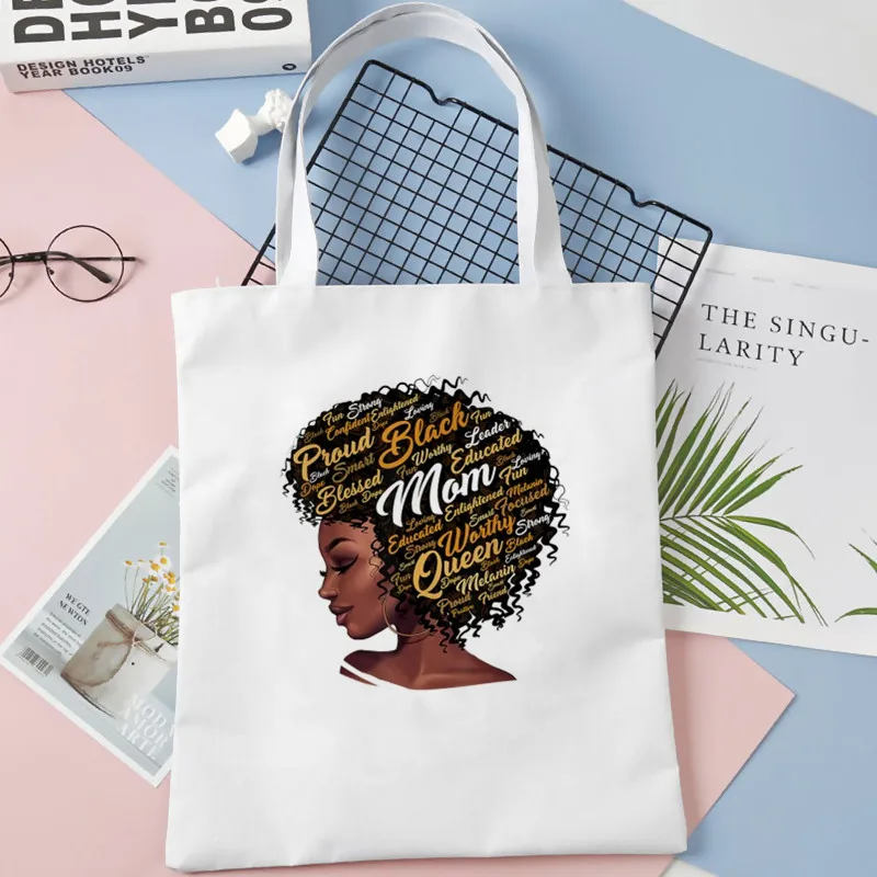 

Queen Black Women Graphic Print Shopping Bag Tote Bags Shoulder Bag Canvas Bags Large Capacity College Handbag,Drop Shipping