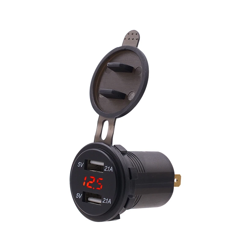 Лодка мотоцикл автомобиль USB зарядное устройство гнездо вольтметр, прикуриватель автомобиля двойной USB зарядное устройство адаптер напряжение 4.2a 12 В - Название цвета: RD