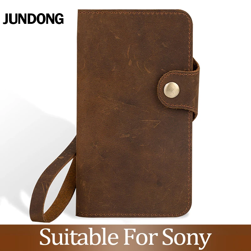 

For Sony Xperia XZ1XZ2 XZ3 XZ4 XA2 XA3 L3 Compact Xz Z5 Premium Case Cowhide Wallet crazy horse skin Phone Cover
