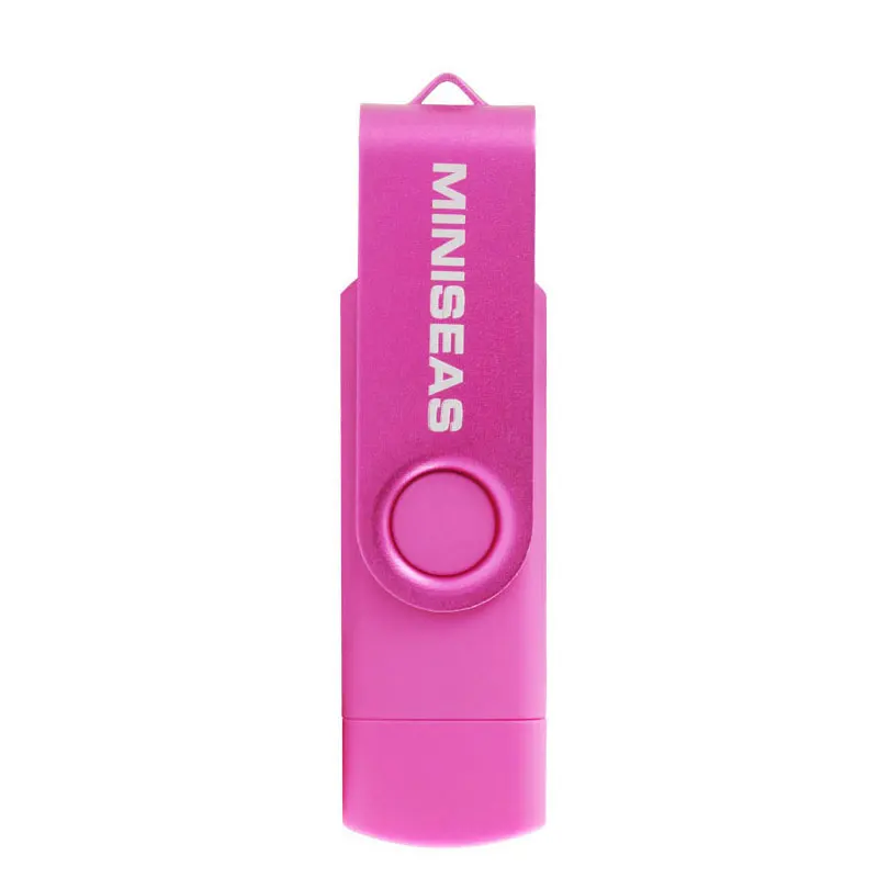 Usb флеш-накопитель Miniseas, 8 цветов, вращение, OTG, телефон, ручка-накопитель, 4 ГБ, 8 ГБ, 16 ГБ, 32 ГБ, 64 ГБ, память, Usb флешка флеш-накопитель - Цвет: Розовый