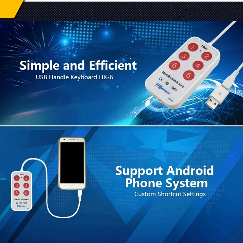 Pcsensor HK_6 USB ручка клавиатура 6 ручки-кнопки клавиатура с 6 ярлыками поддержка пользовательских настроек кнопок для обучения мультимедиа