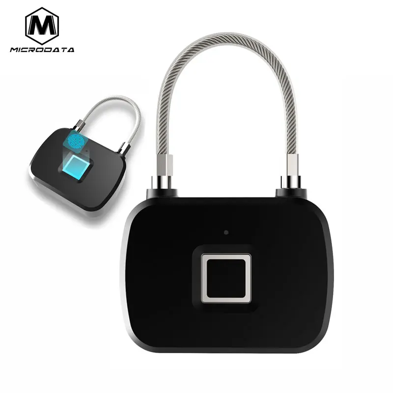 

Microdata Fingerprint Lock Security Keyless Door Lock Fingerprint Smart Padlock Quick Unlock Portable Anti-Theft