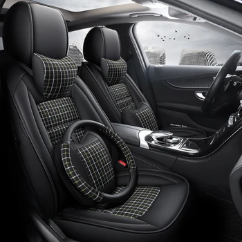 

Full Coverage PU Leather car seat cover flax fiber auto seats covers for toyota mark 2 prado 120 150 premio prius 20 30 rav4