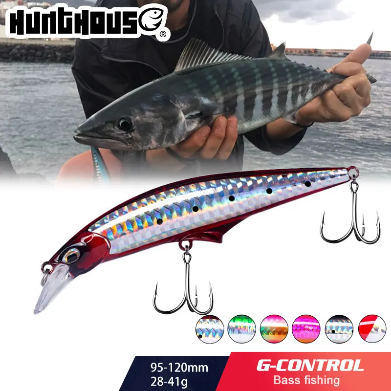 Hunthouse g-contorl minnow afundando isca de pesca de água salgada pequena isca dura 95/120mm 28/41g artificial mini swimbait leurre pescar