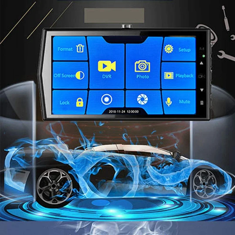 4 дюйма Ips Пресс Экран Двойной объектив Автомобильный видеорегистратор Fhd 1920X1080P Автомобильная приборная панель Камера 170 градусов Широкий формат вождения Камера Регистраторы