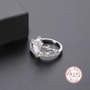 

2019 Trendy Crown Crystal Designer 925 Sterling Silvery Princess Ring Zircon Engagement Wedding Romantic Rings for Women Jewelry