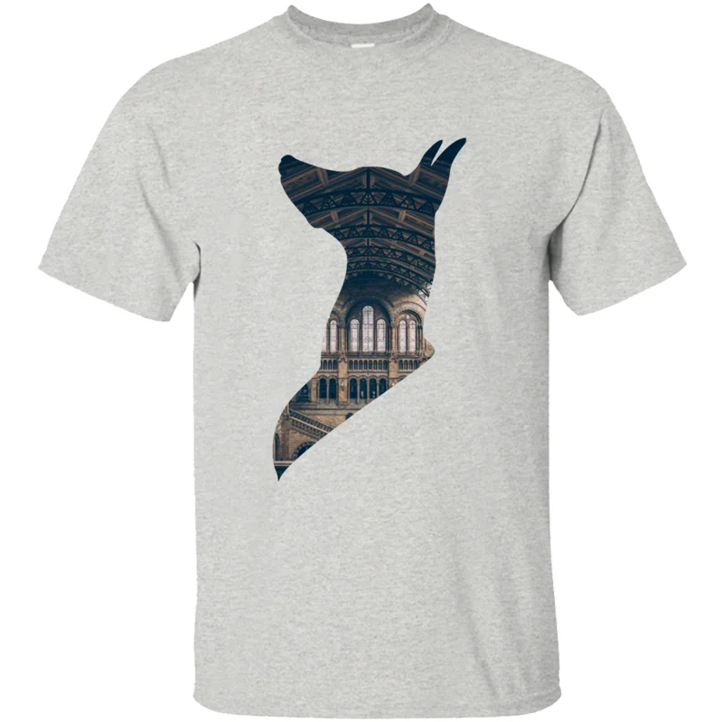 Футболка с принтом "Great doberman architecture", дизайн для doberman,, тонкая одежда, футболка, Юмористические футболки, топы - Цвет: Men-Gray