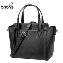 BISON DENIM женская сумка на плечо из натуральной кожи, модная женская сумка, дизайнерская Большая вместительная сумка, сумка-тоут, Подарочная сумка B1852