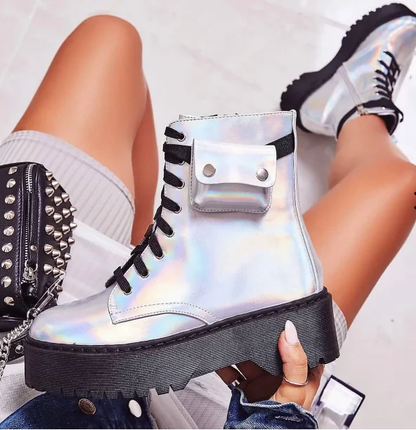 

[GOGD]2019 Women Boots Frenulum Ankle Bag Boots Autumn Winter Fashion Martin Boots Comfortable