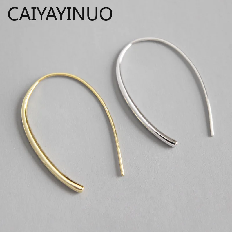 

CAIYAYINUO Genuine Pearl 925 Sterling Silver Stud Earrings For Women INS Simple High Quality All-match U type Fine Jewelry Gift