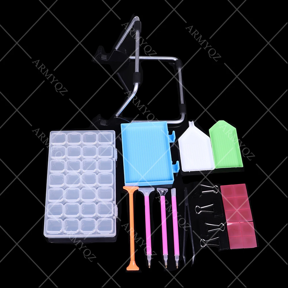 

Diamond Painting Tools Accessories Set Pen Clay Tray Diamond Embroidery Tray Box Sets Diamond Paint Kits Stand and Clips