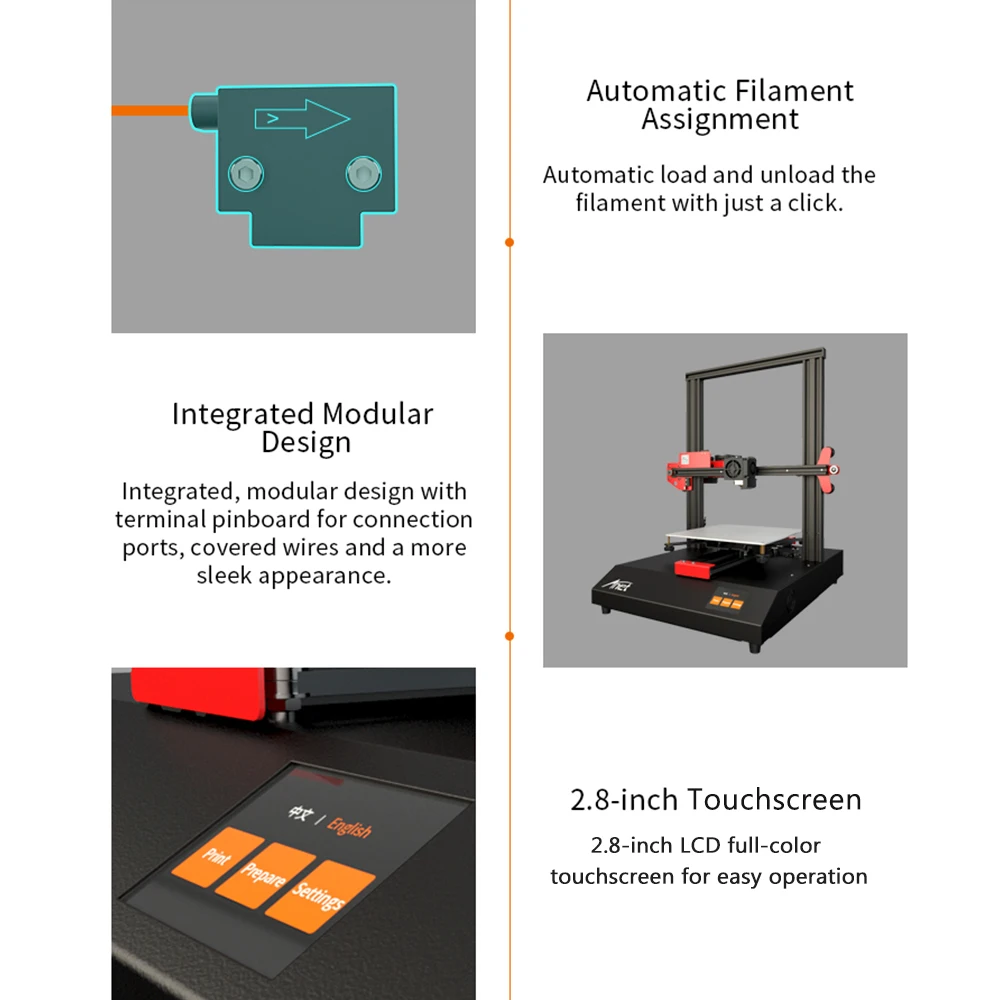 Anet ET4 3D Printer Metal Frame Structure Auto Leveling Resume Power Failure Printing Filament Run Out Detection 220*220*250mm