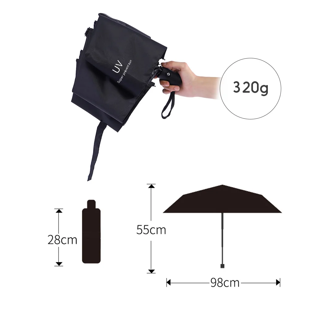 8 Bones 3 Folding Folding Umbrella Anti-UV Umbrella Waterproof Sunshine UV Shading Double Layer Protective Dustproof Garden