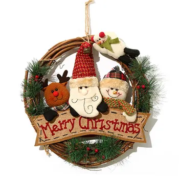 

N Wooden Christmas Wreath Rattan Wreaths Christmas Decorations Wall Door Window Decorative Pendant for Xmas Tree Holiday TE889