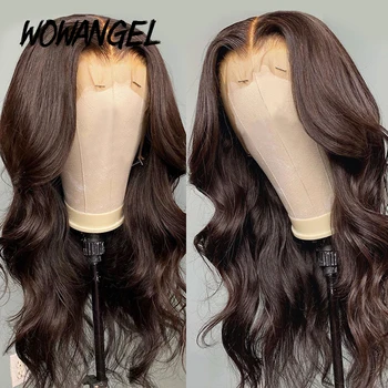 

WOWANGEL 360 Lace 180 density Lace Frontal Wigs Huamn Hair Body Wave Brown Color Brazilian Remy Hair Pre Plucked with Baby Hair